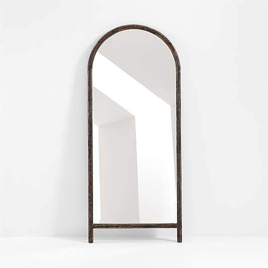 Natia Ebonized Oak Arch Floor Mirror 30"x70"