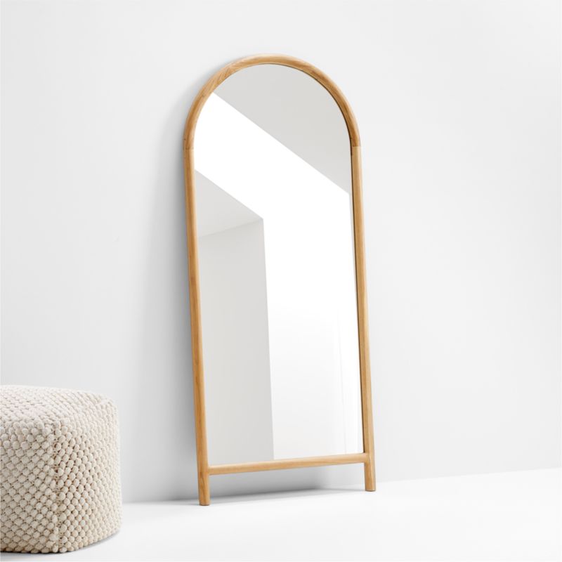 Natia Oak Round Wall Mirror