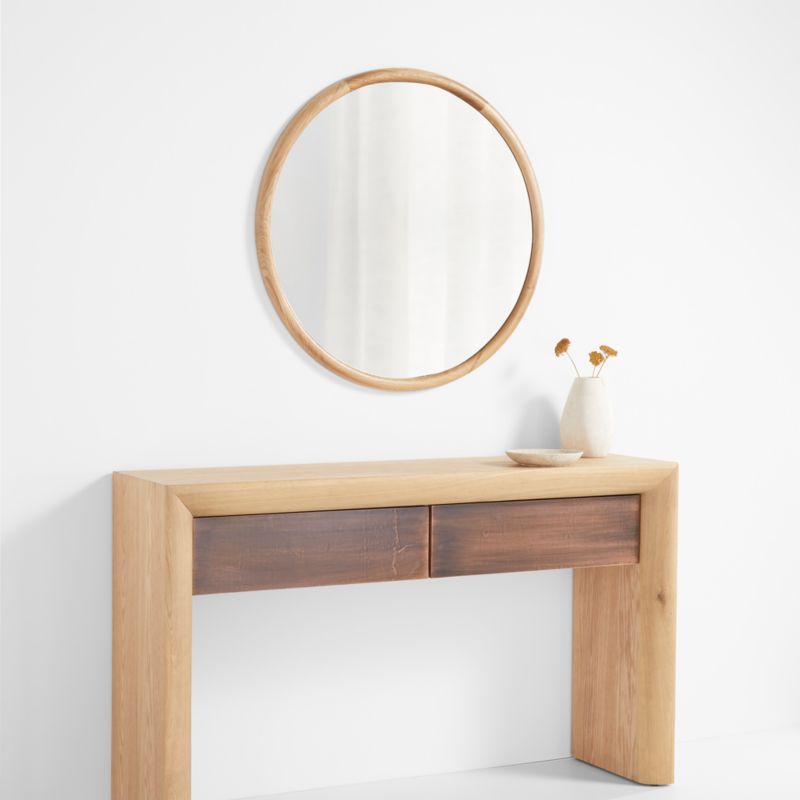 Natia Oak Round Wall Mirror + Reviews | Crate & Barrel