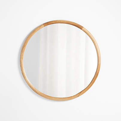 Natia Oak Round Wall Mirror 36"