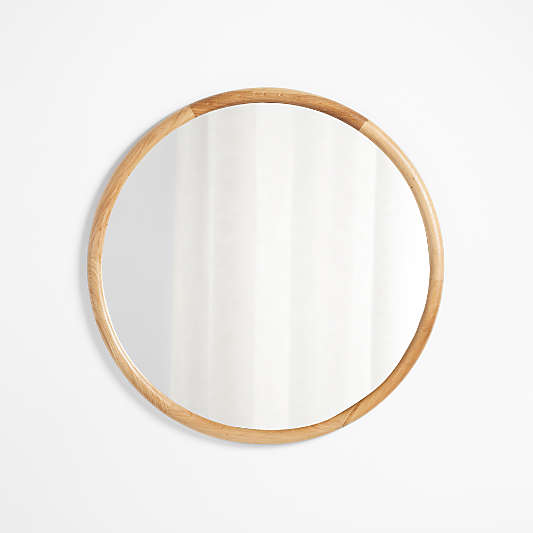 Natia Oak Round Wall Mirror 36"