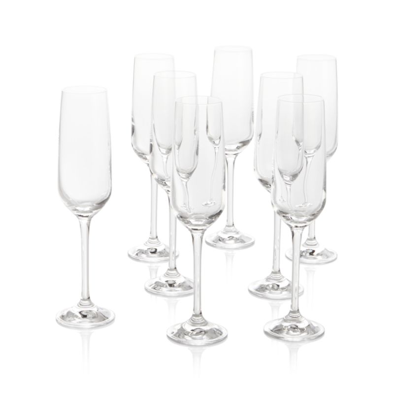 Nattie Champagne Glass Flutes, Set of 8 + Reviews Crate & Barrel