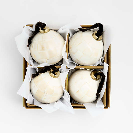 Natural Bone Christmas Tree Ornaments, Boxed Set of 4