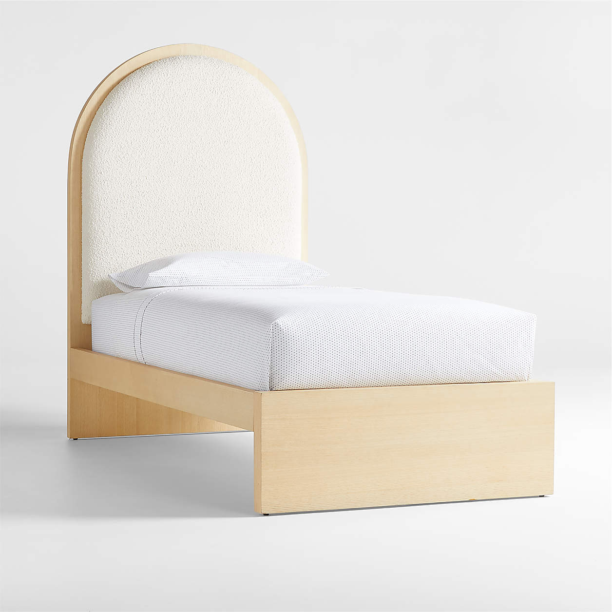 Natural Bridges Kids Twin Light Wood Bed Frame with Arched Headboard