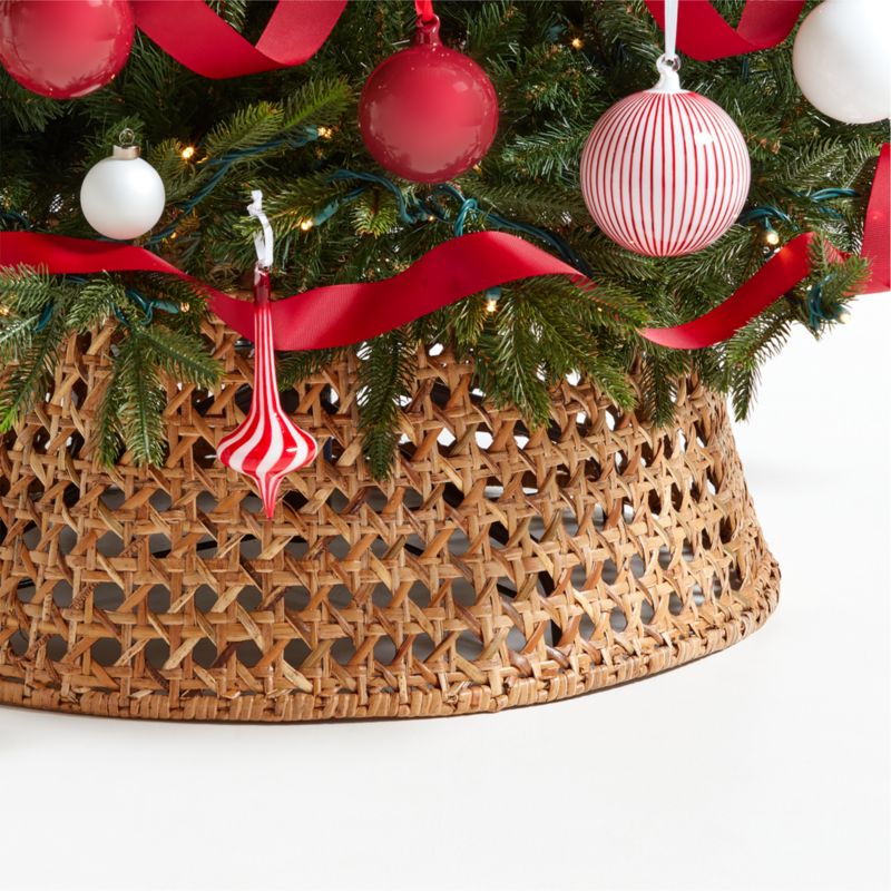 Natural Woven Cane Christmas Tree Collar 27" Crate & Barrel
