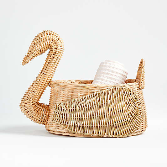 Natural and Gold Swan Basket