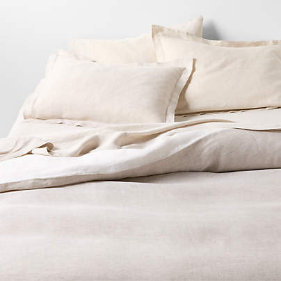 Aire Natural Hemp Reversible Warm Natural and Ivory Queen Duvet Cover