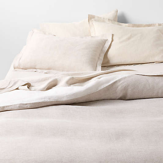 Aire Natural Hemp Reversible Warm Natural and Ivory Queen Duvet Cover