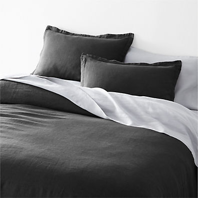 View Black/Grey Natural Hemp Fiber Reversible Full/Queen Duvet Cover details