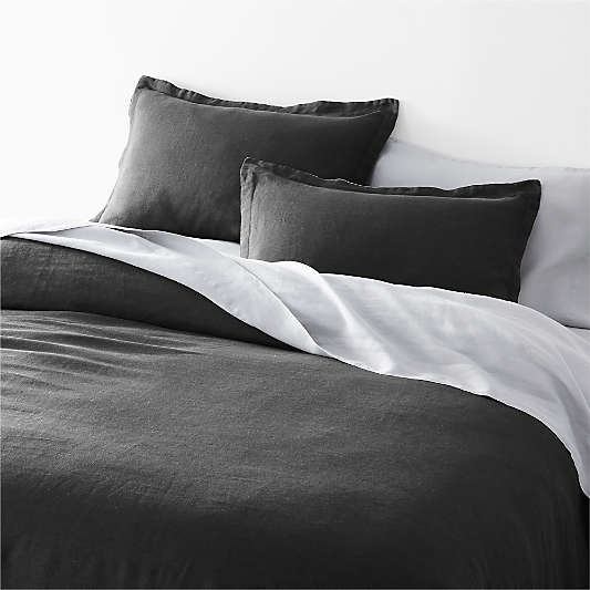 Black/Grey Natural Hemp Fiber Reversible Duvet Covers and Pillow Shams
