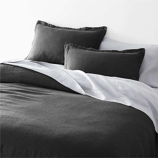 Black/Grey Natural Hemp Fiber Reversible King Duvet Cover