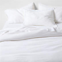 Aire Natural Hemp White King Duvet Cover , Queen | Crate & Barrel