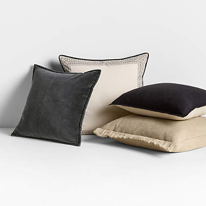 Natural Taupe and Midnight Navy Throw Pillow Arrangement