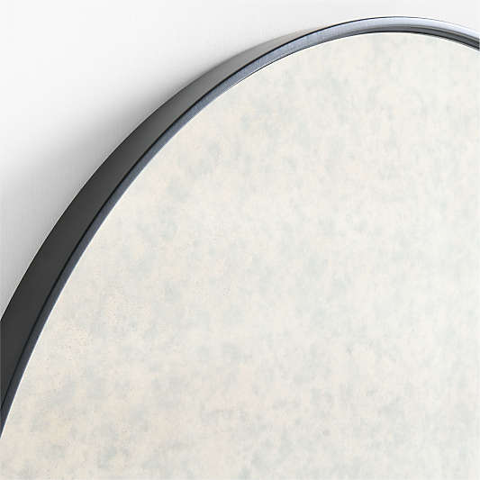 Navara Black Antiqued Arched Floor Mirror 44"x80"