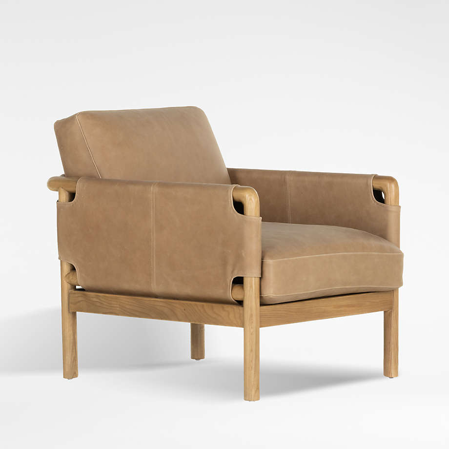 Navarro Ash Wood and Leather Accent Chair