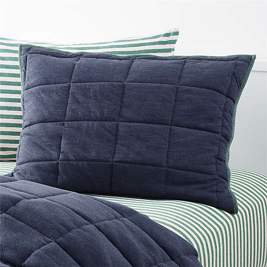 Comfy Tee Navy Blue Reversible Organic Cotton Jersey Kids Pillow Sham