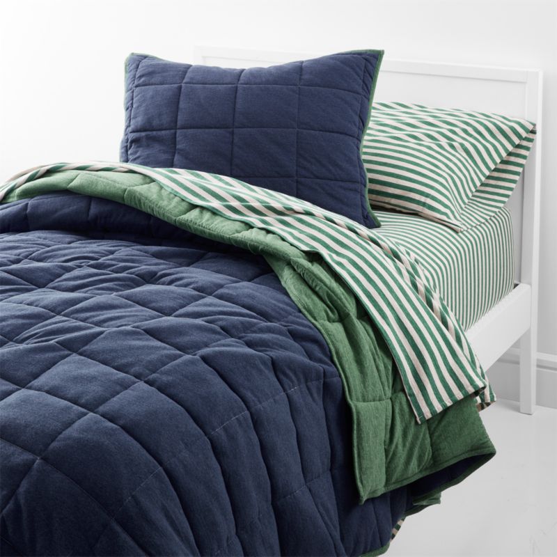 Modern Heathered Jersey Reversible Navy Kids Bedding Set Crate Kids Crate Kids