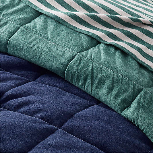Comfy Tee Navy Blue Reversible Organic Cotton Jersey Kids Quilt