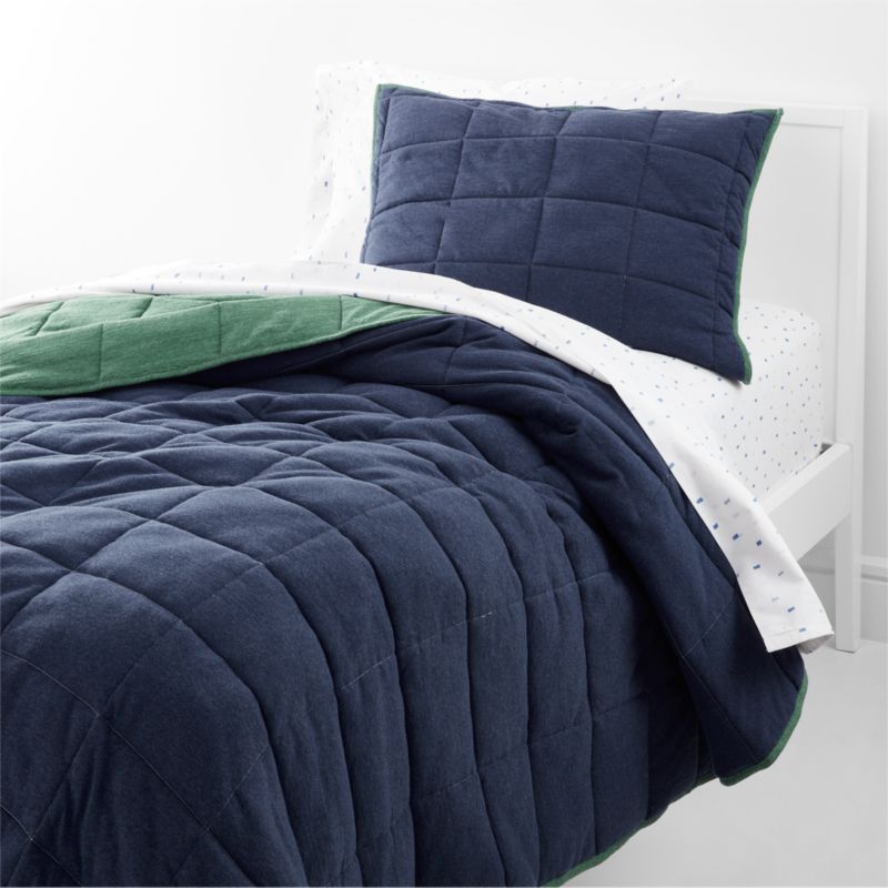 Modern Comfy Tee Navy Blue Reversible Organic Cotton Jersey Kids Full/Queen  Quilt + Reviews