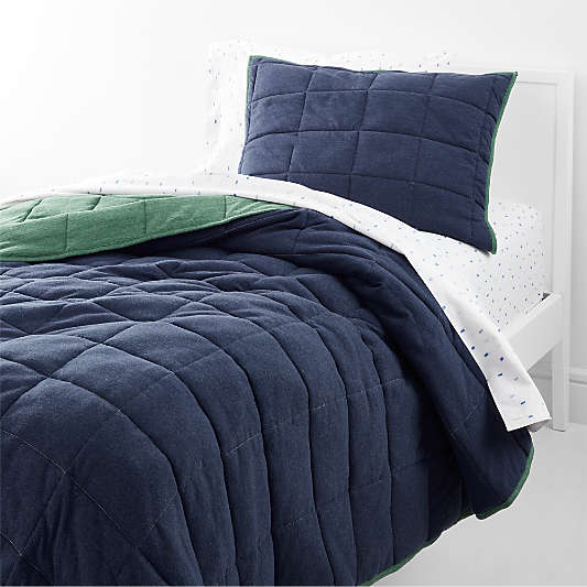 Comfy Tee Navy Blue Reversible Cotton Jersey Kids Quilt