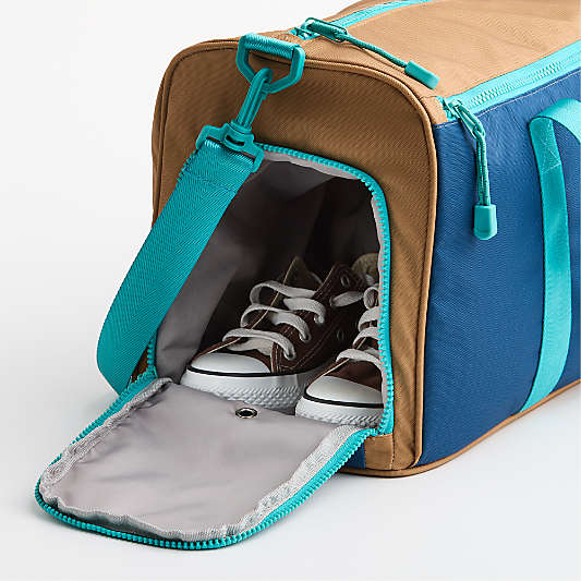 Navy and Ochre Colorblock Kids Duffel Bag