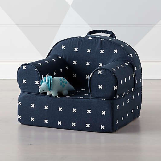 Small X-Print Navy Kids Lounge Nod Chair