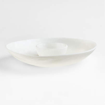 Naya White Resin Chip and Dip Bowl