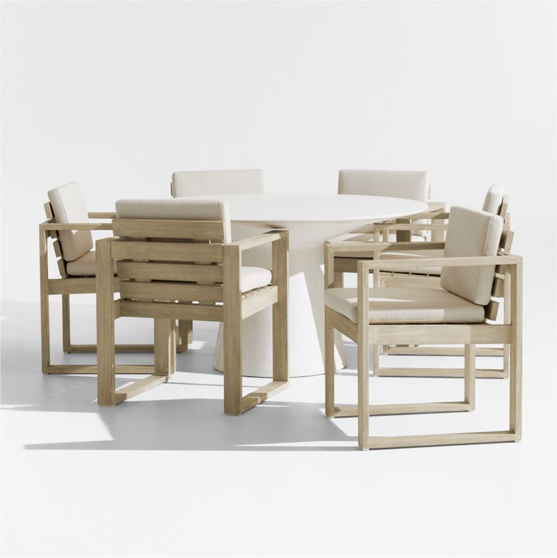 Nayarit Stone/Cement Outdoor Dining Table Set with Mallorca Chairs