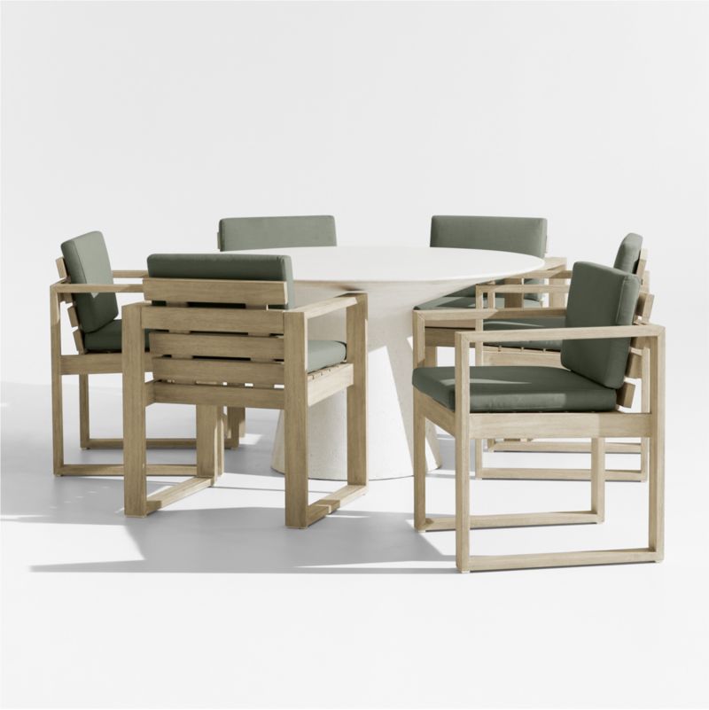 Viewing product image Nayarit Cement Outdoor Dining Table Set with Mallorca Chairs and Cast Sage Green Sunbrella ® Cushions - image 1 of 3