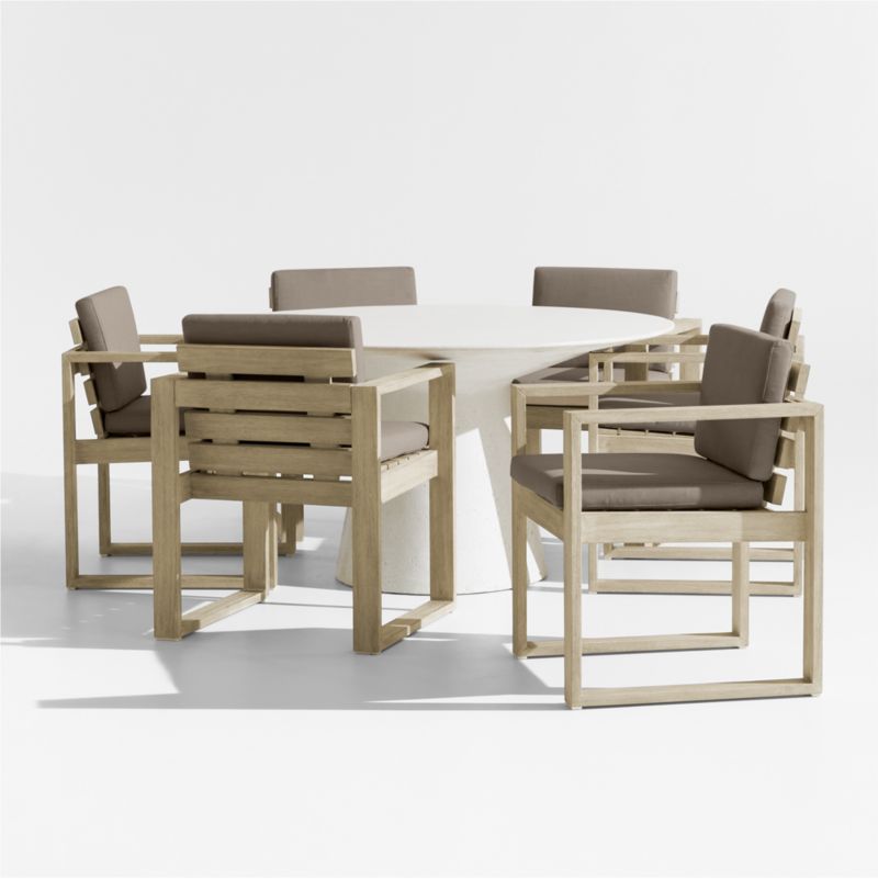 Viewing product image Nayarit Cement Outdoor Dining Table Set with Mallorca Chairs and Cast Shale Brown Sunbrella ® Cushions - image 1 of 3