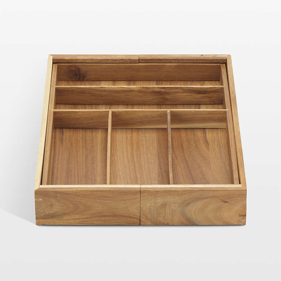 NeatMethod Acacia Wood Flatware Organizer + Reviews | Crate & Barrel