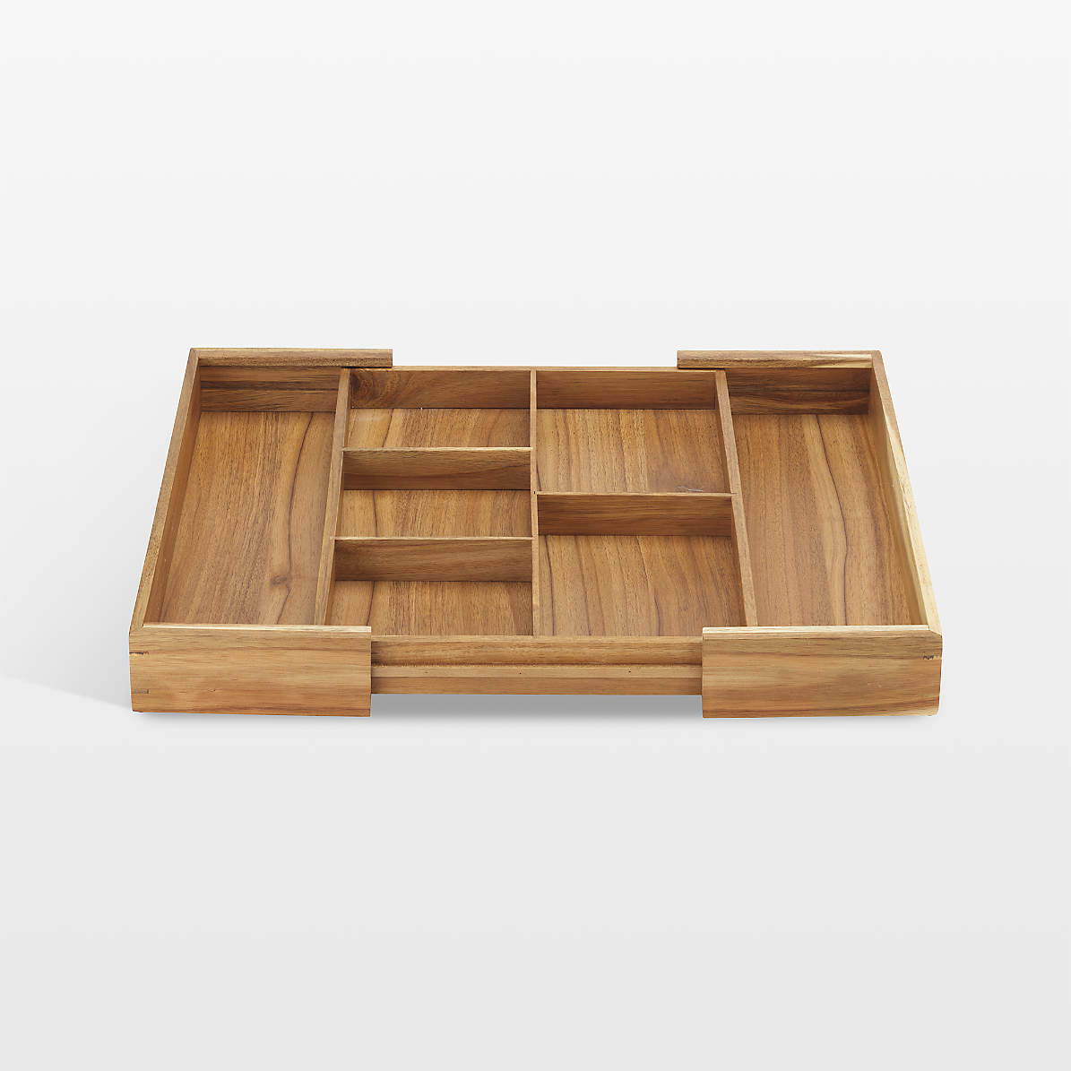 Bamboo Tea Box with 8-Storage Sections and Expandable Drawer