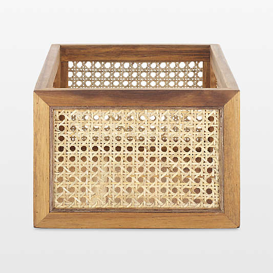 NeatMethod Cane and Wood Decorative Bin