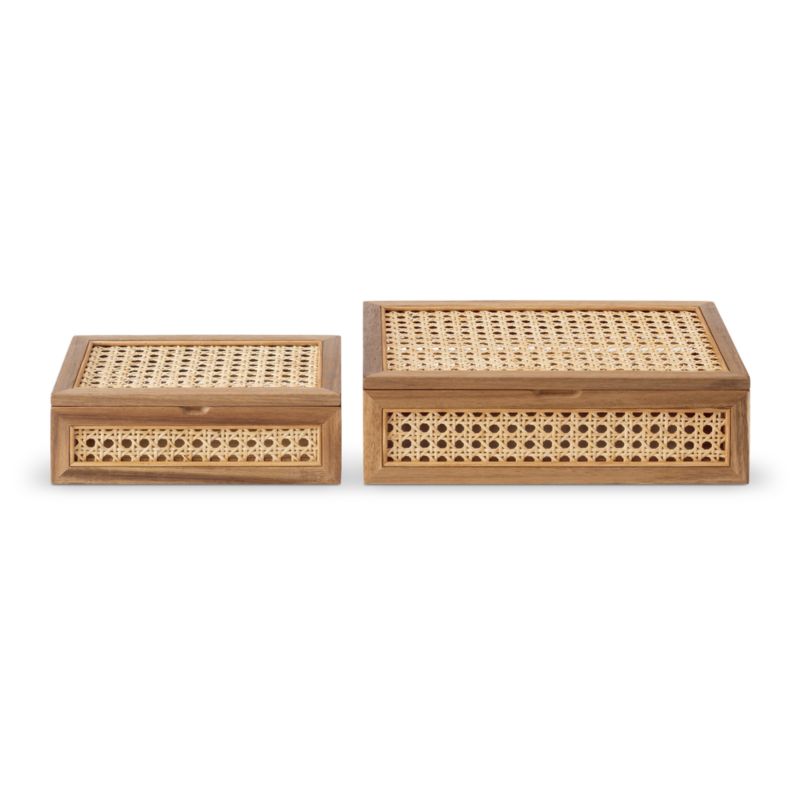 NeatMethod Cane and Wood Decorative Boxes with Lids, Set of 2 + Reviews ...