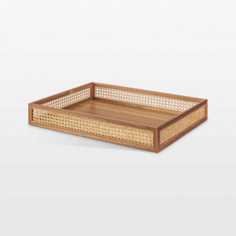 NeatMethod Cane and Wood Decorative Tray - image 0 of 3