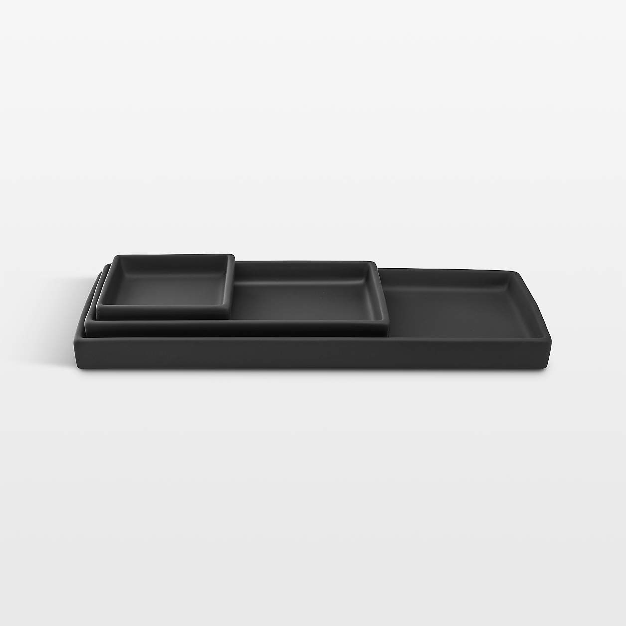 NeatMethod Black Ceramic Decorative Nesting Trays, Set of 3 Crate & Barrel