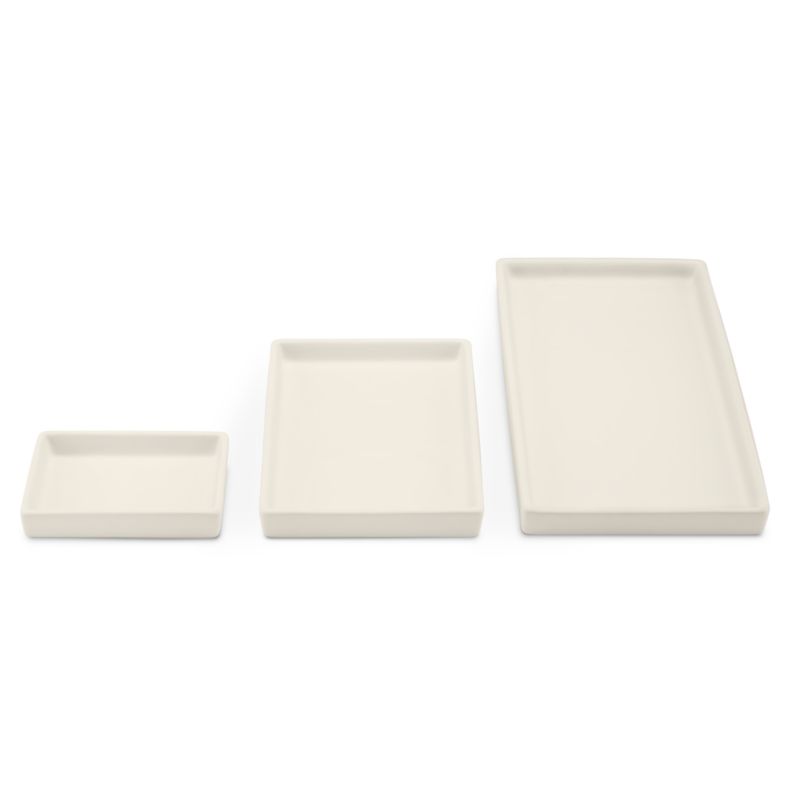 NeatMethod Bone White Ceramic Decorative Nesting Trays, Set of 3 - image 3 of 4