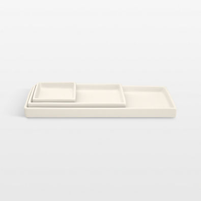 View NeatMethod Bone White Ceramic Decorative Nesting Trays, Set of 3 details