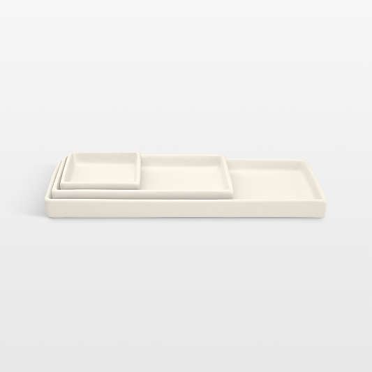 NeatMethod Bone White Ceramic Decorative Nesting Trays, Set of 3