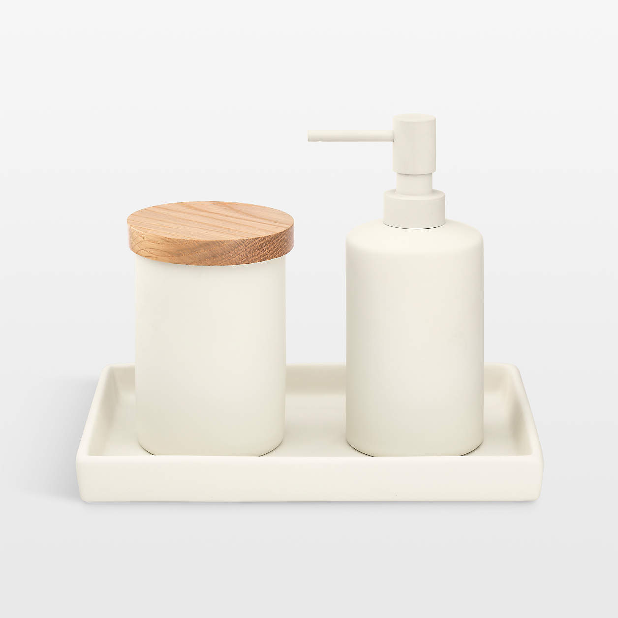NeatMethod Bone White Ceramic Bath Accessories Set Crate & Barrel