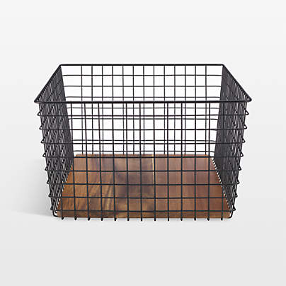 NeatMethod Large Black Metal Grid Storage Basket