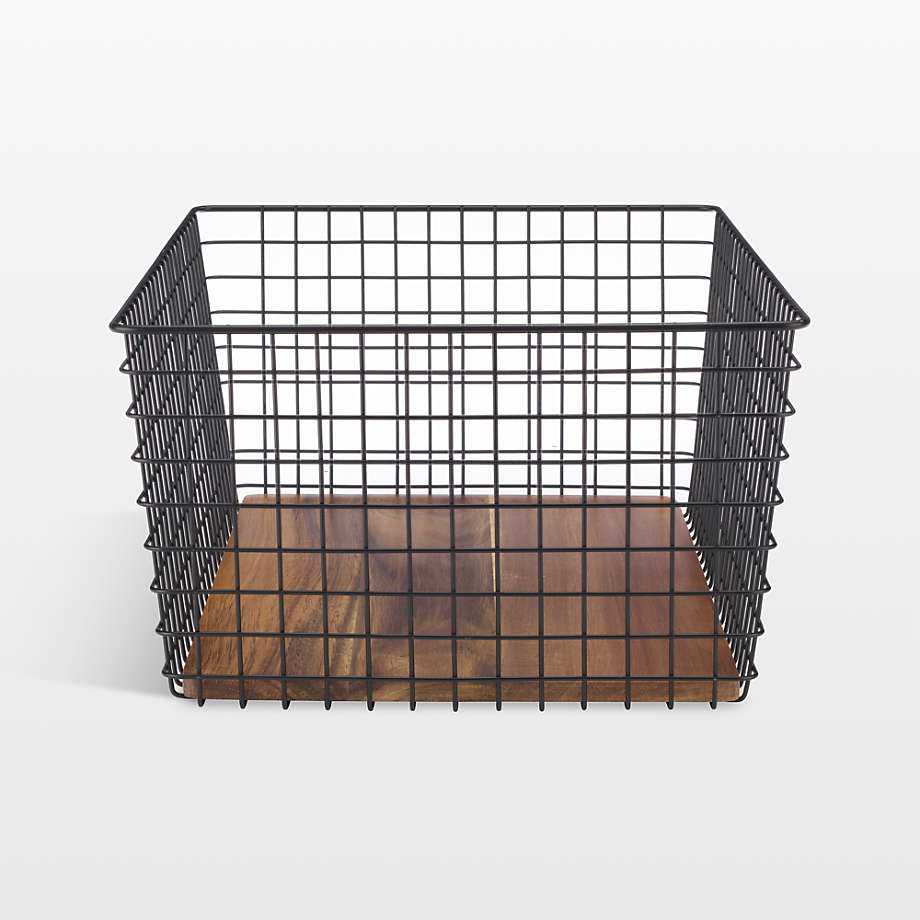 NeatMethod Large Black Metal Grid Storage Basket + Reviews | Crate & Barrel