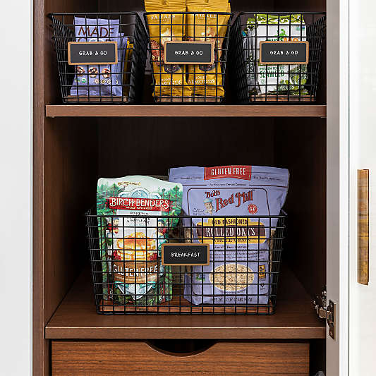 NeatMethod Medium Black Metal Grid Storage Basket