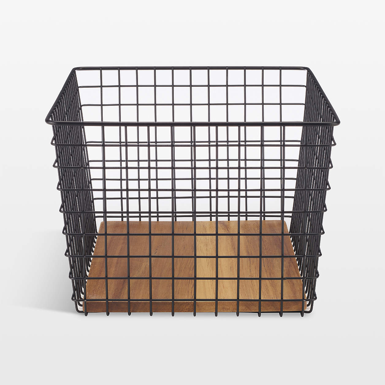 NeatMethod Medium Black Metal Grid Storage Basket Crate & Barrel