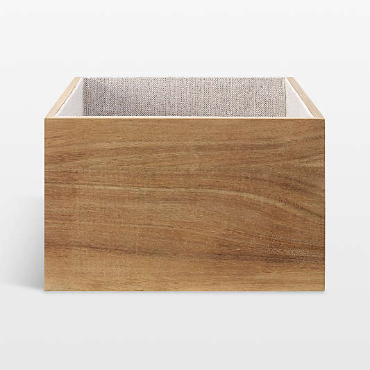 NeatMethod Lined Acacia Wood Decorative Bin