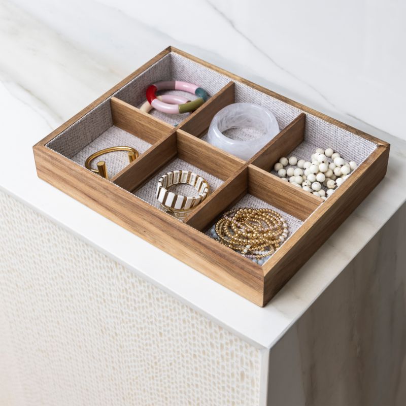 NeatMethod Lined Acacia Wood 6-Section Decorative Storage Tray - image 2 of 4