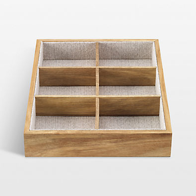View NeatMethod Lined Acacia Wood 6-Section Decorative Storage Tray details