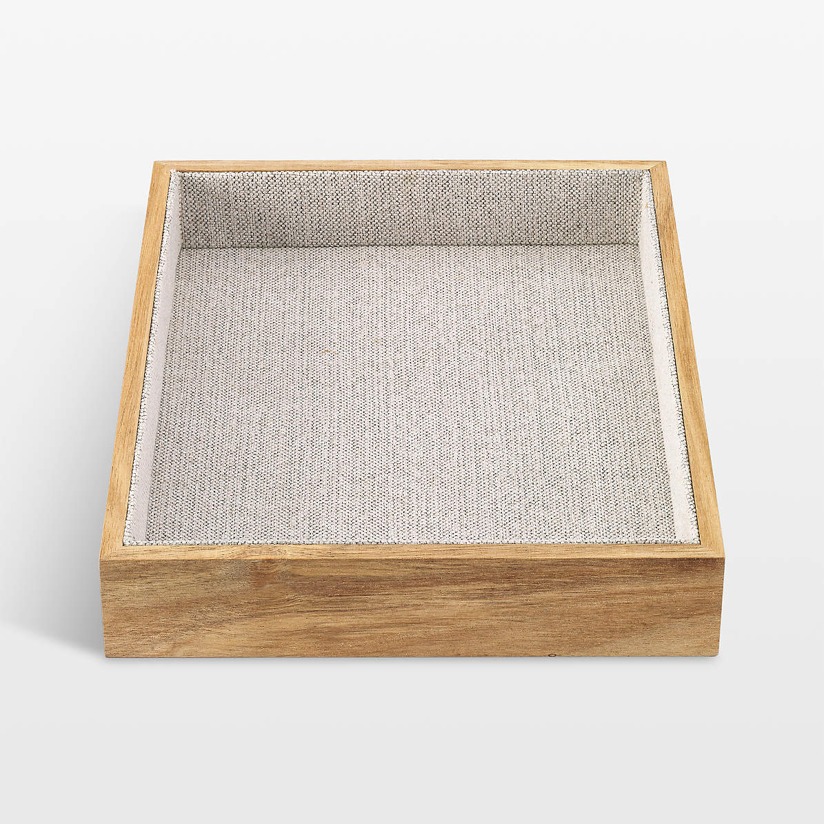 NeatMethod Lined Acacia Wood Decorative Storage Tray Crate Barrel