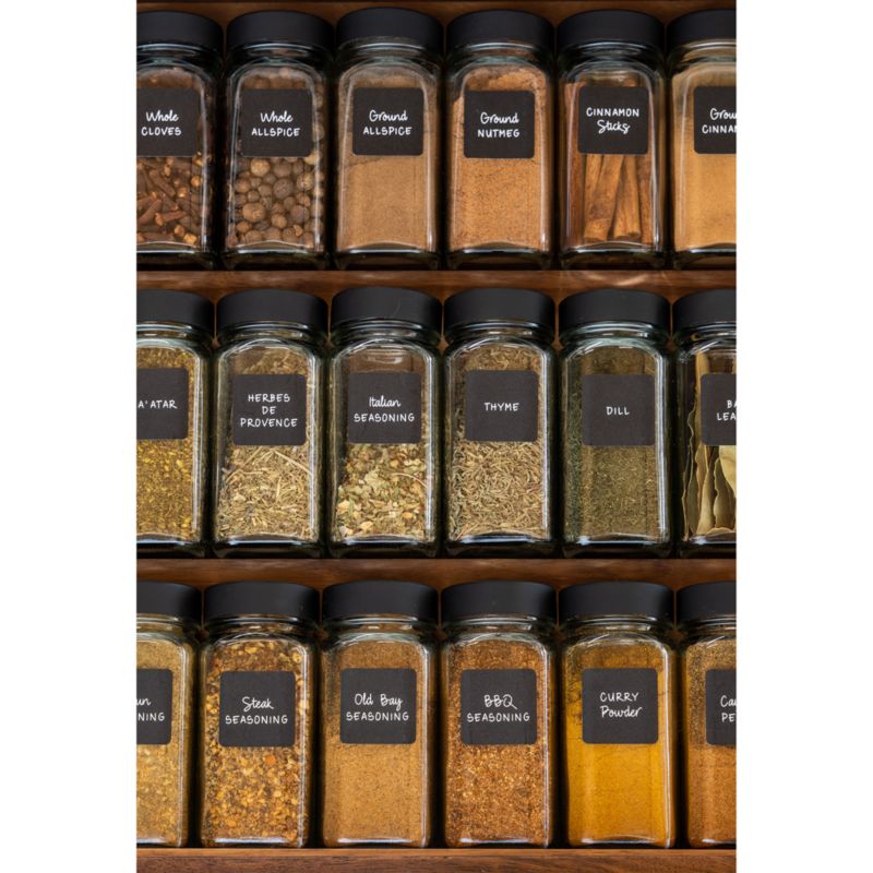 NeatMethod Glass Spice Jars with Black Lids Set of 10 Reviews Crate Barrel