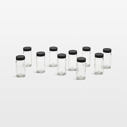 NeatMethod Glass Spice Jars with Black Lids, Set of 10